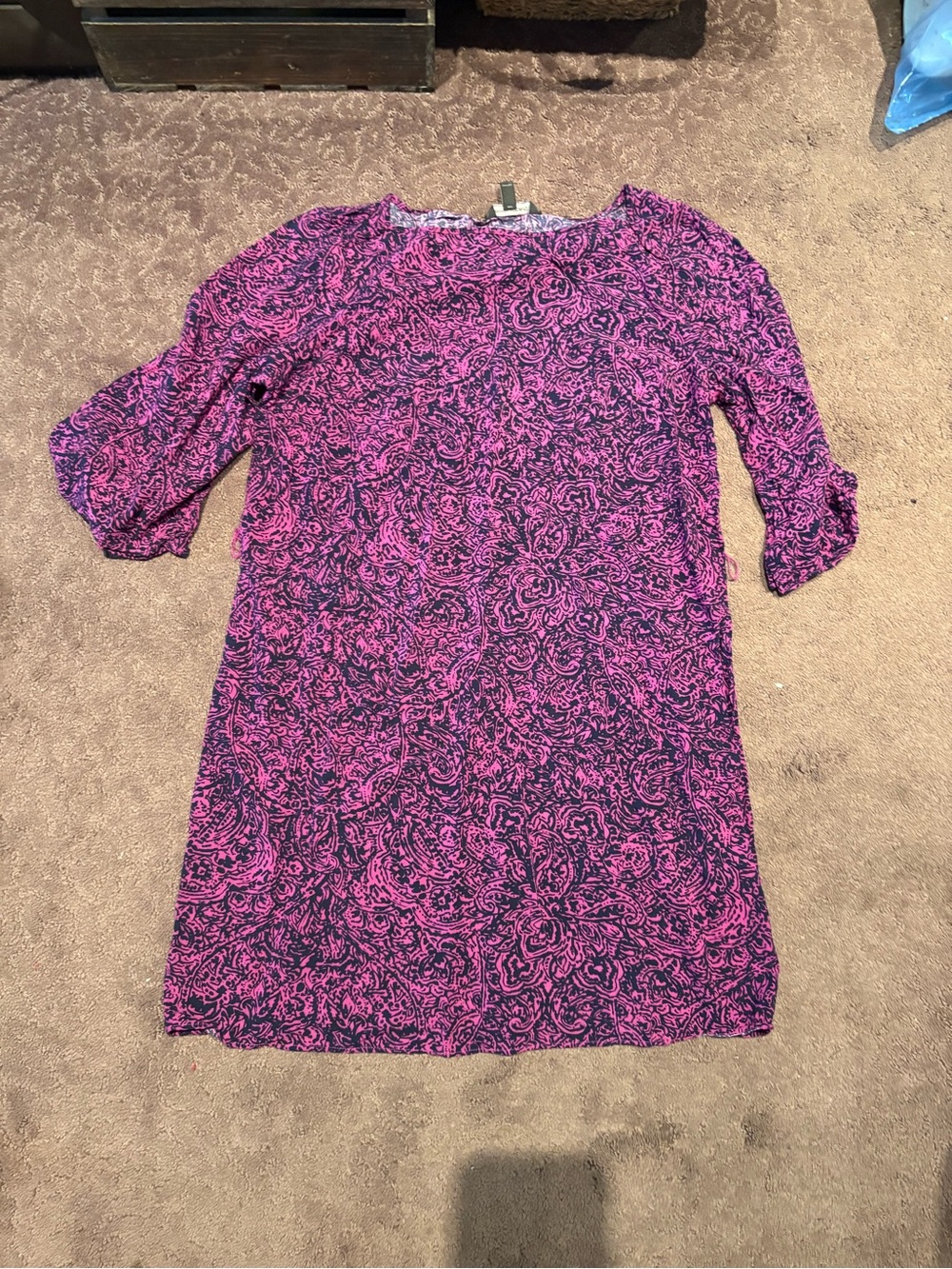 Banana Republic Pink and Black Paisley Midi Dress